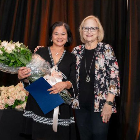 Solfia Torre Receiving the Jackie Gonzalez Legacy Award